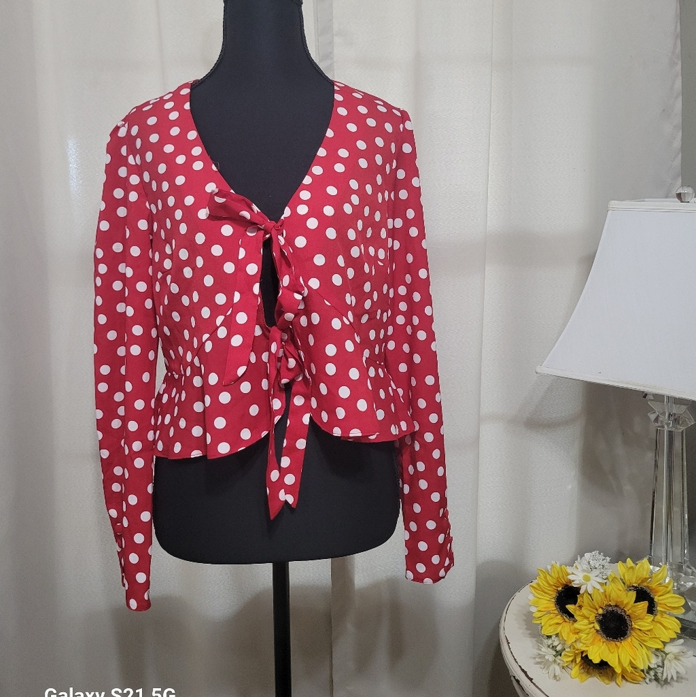 ASOS Red and White Polka Dot Blouse